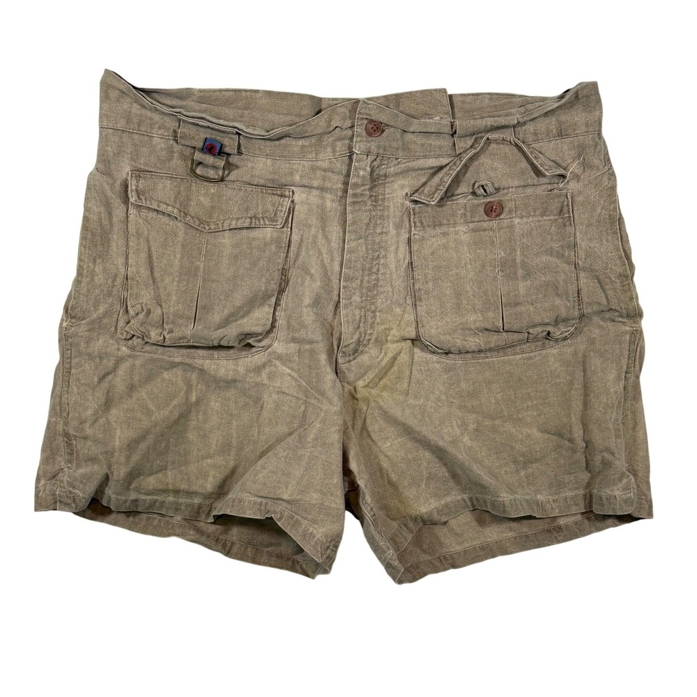 VTG Terramar Cargo Shorts Mens 34‎ Tan Gorpcore Hiking Utility Canvas Safari